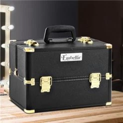Embellir - Portable Cosmetic Makeup Case Black & Gold