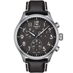 Tissot - Chrono XL Quartz Watch S.Steel W/Anthracite Dial Leather Strap 45mm