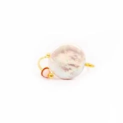 Iosifina - Baroque Pearl Ring With Pink Stone