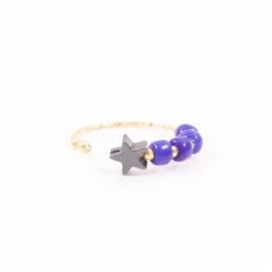 Iosifina - Blue Stone & Hematite Open Star Ring