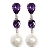 Bowerhaus - Duchess Shell Pearl Earrings Amethyst -Fashion accessory store 198440 Large