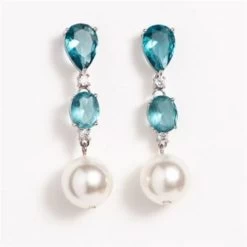 Bowerhaus - Duchess Shell Pearl Earrings Aqua