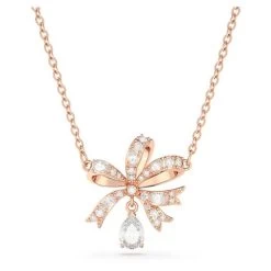 Swarovski - Volta Crystal Bow Pendulum Necklace W/Rose Gold Plating