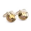 Faber-Castell - Plated Round Cufflinks With Citrine Gold -Fashion accessory store 468753 Large