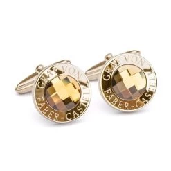 Faber-Castell - Plated Round Cufflinks With Citrine Gold