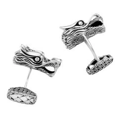 John Hardy - Men's Legends Naga Silver Dragon Head Cufflinks