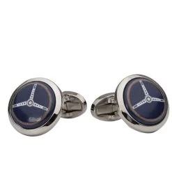 Halcyon Days - Steering Wheel Cufflinks Round Silver