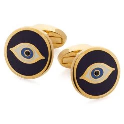 Halcyon Days - Evil Eye Cufflinks Navy & Gold