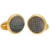 Halcyon Days - Salamander Round MOP Cufflinks Black & Gold -Fashion accessory store 573853 Large