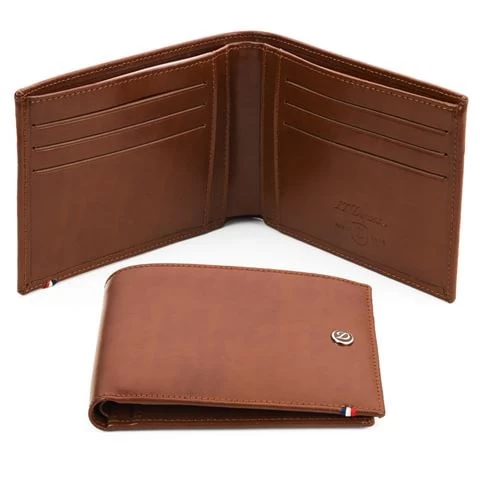 Dupont - Line D Brown Leather Wallet W/Credit Card ID Holder 3 Dupont - Line D Brown Leather Wallet W/Credit Card ID Holder