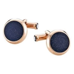 MONTBLANC - Cufflinks S/Steel Rose Gold PVD Blue Goldstone