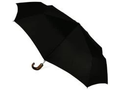 Clifton - MiniMaxi Automatic Black Umbrella W/ Wood Handle