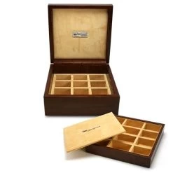 Renzo - Crocodile Leather Cufflink Box 24 Compartments Brown