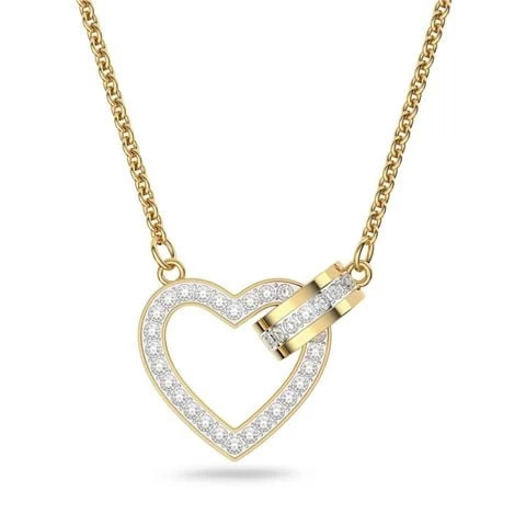 Swarovski - Lovely Heart Necklace Pavé W/Gold-Tone Plate