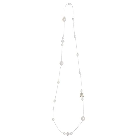 Bowerhaus - Diamonds & Pearls Love Knot Necklace Silver